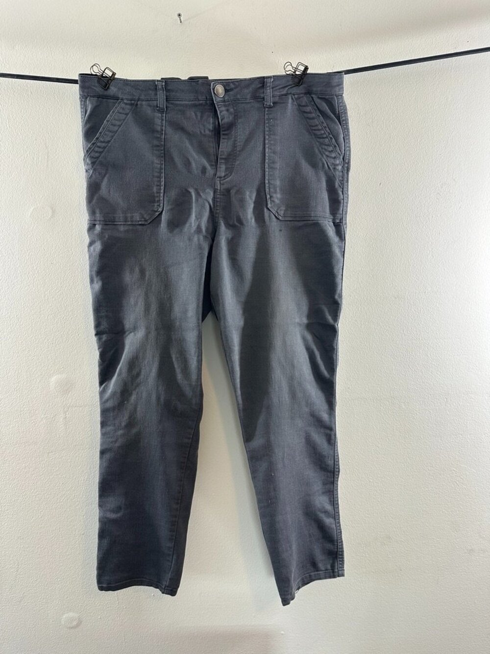 Grey cotton polyester pants. Thinner fabric good for hot weather and soft and co